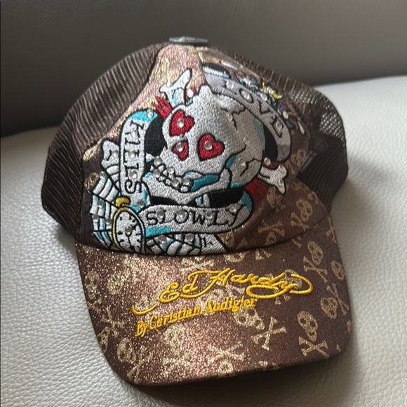Ed Hardy | Accessories | Ed Hardy Brown Skull Cap | Poshmark